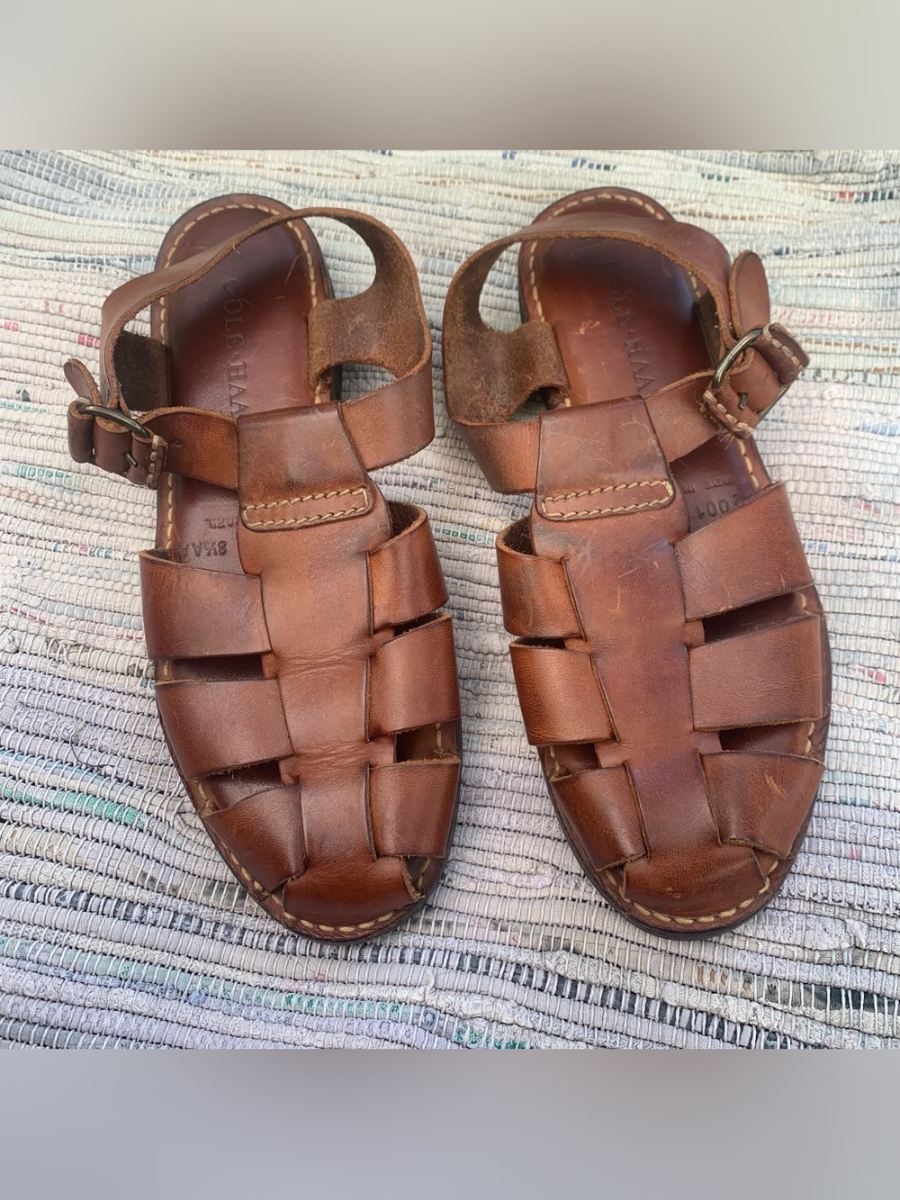 Vtg Cole Haan Country Brown Leather Fisherman Sandals